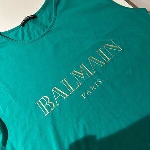 Balmain Sleeveless Top with Gold Logo and 3 shoulder buttons AUTHENTIC